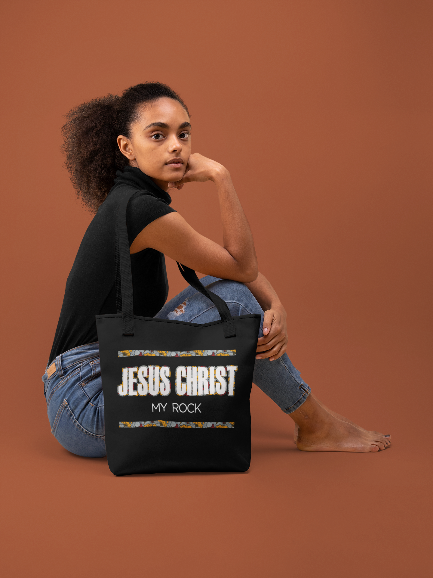 jesus christ my rock (black bag)