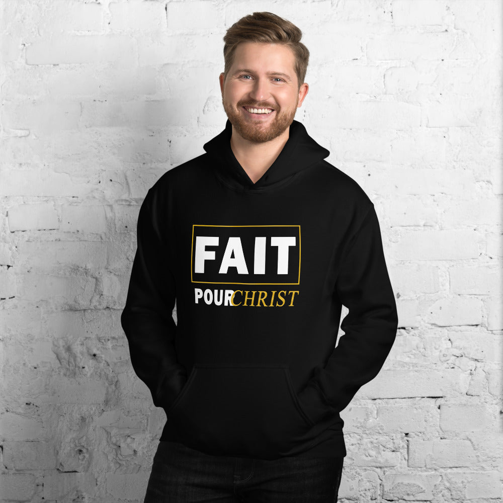 "fait pour christ" sweat à capuche (noir et rouge)