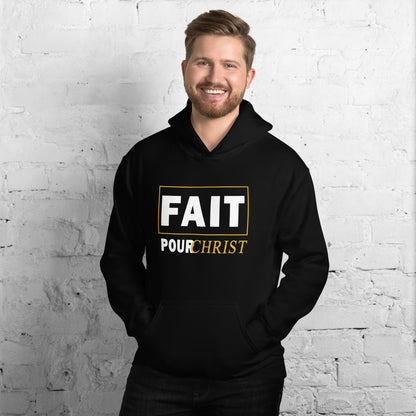 "FAIT POUR CHRIST"  Sweat à capuche (Noir et Rouge)