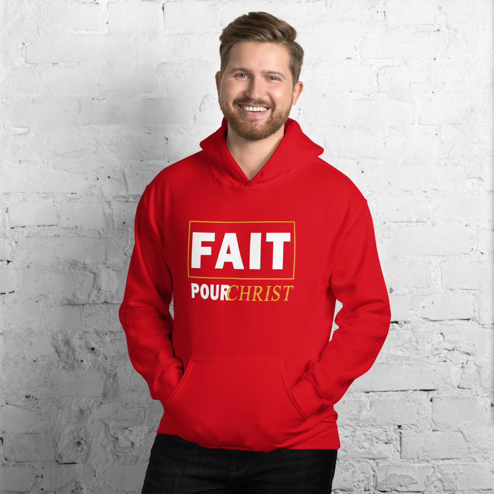 "fait pour christ"  sweat à capuche (noir et rouge)